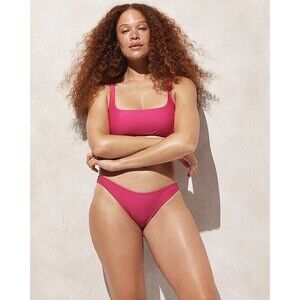 J.Crew high-leg bikini bottom Radiant Fuchsia Mid-rise NWT Size M